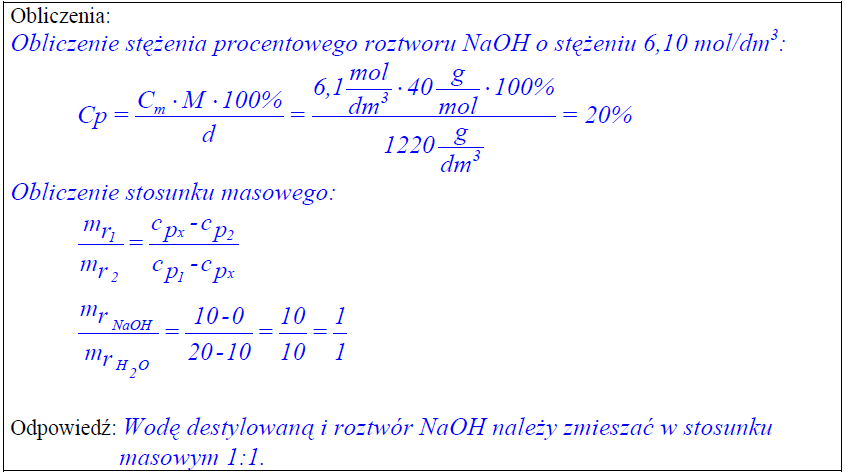 Zadanie - Mieszanie roztworów - metoda krzyża - z odpowiedzią - kursy