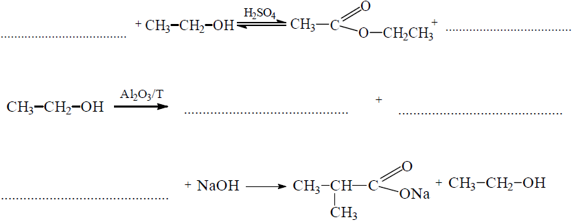 Image 210 - Posługując się wzorami półstrukturalnymi (grupowymi), uzupełnij poniższe równania ilustrujące procesy, w których etanol jest substratem lub produktem reakcji.