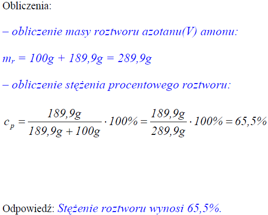 Zadanie - Obliczanie stężenia procentowego soli na podstawie jej